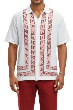 Men's Red Meander Pattern 2 Piece Walking Suit Set