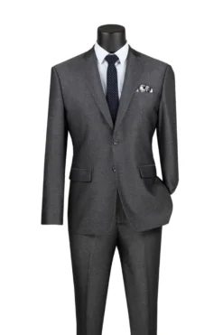 Men's Slim Fit 2 Piece Suit Single Breasted 2 Button Design Smoke