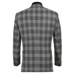 Men's Slim Fit Gray Wool Blazer with Bib