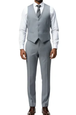 Men's Slim Fit Solid Medium Gray 3 Piece Suit