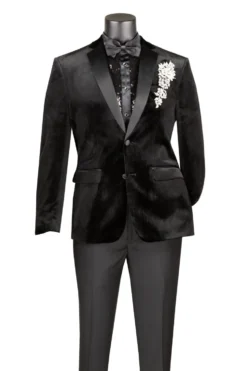 Men's Slim Fit Velvet Tuxedo 2 Piece in Black