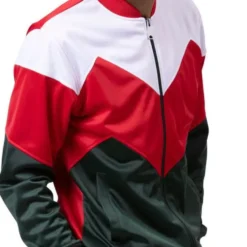 Men's Track Suit Chevron Design in Red & Hunter Green