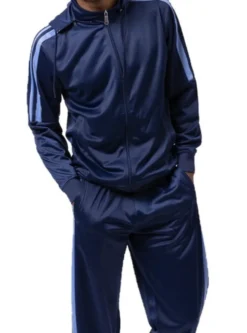 Men's Track Suit with Detachable Hood in Navy