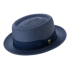 Men's Braided Hat Pork Pie Style in Navy