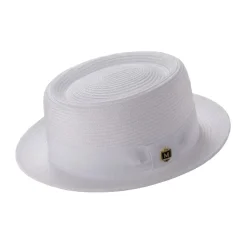 Men's Braided Hat Pork Pie Style in White