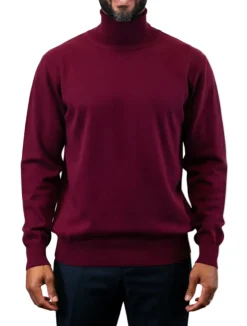 Men's Fashion Turtleneck Sweater - Burgundy