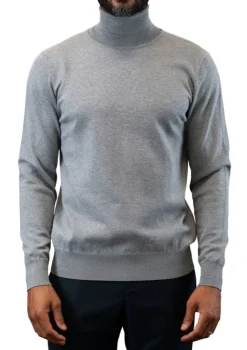 Men's Fashion Turtleneck Sweater - Silver Gray