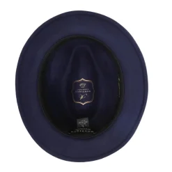 Men's Navy Wool Felt Fedora Hat Snap Brim Crushable