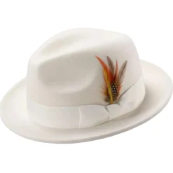 Men's Off White Wool Felt Fedora Hat Snap Brim Crushable