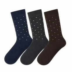 Men's 3 Pack Micro Dot Crew Socks - Navy/Charcoal/Brown