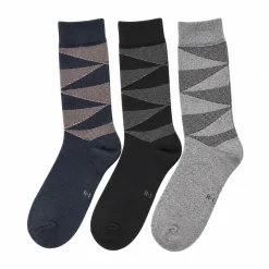 Men's 3 Pack Triangle Pattern Crew Socks - Charcoal/Gray/Black