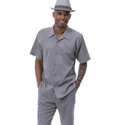 Men's 2 Piece Short Sleeve Gray Walking Suit