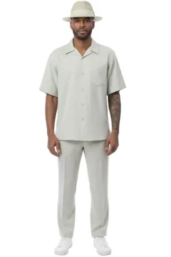 Men's 2 Piece Walking Suit Summer Short Sleeves in Mint