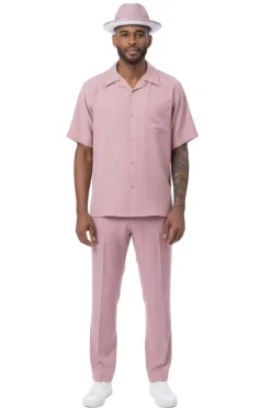 Men's 2 Piece Walking Suit Summer Short Sleeves in Blush