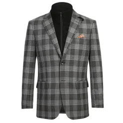 Men's Slim Fit Gray Wool Blazer with Bib