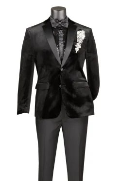 Men's Slim Fit Velvet Tuxedo 2 Piece in Black