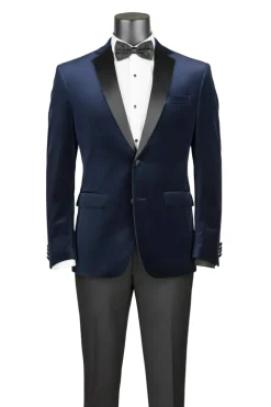 Men's Slim Fit Velvet Tuxedo 2 Piece in Navy