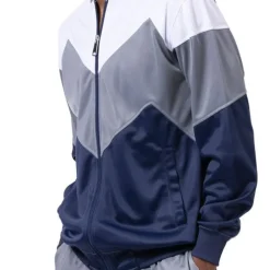 Men's Track Suit Chevron Design in Gray & Navy