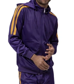 Men's Track Suit with Detachable Hood in Purple