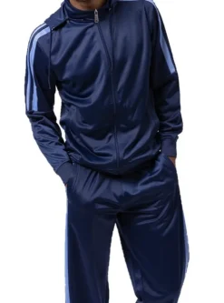 Men's Track Suit with Detachable Hood in Navy