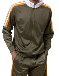 Men's Track Suit with Hood in Olive