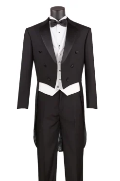 Men's Tuxedo Regular Fit Collection With Tails 3 Piece In Black