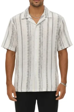 Men's White Embroidered Short Sleeve Shirt