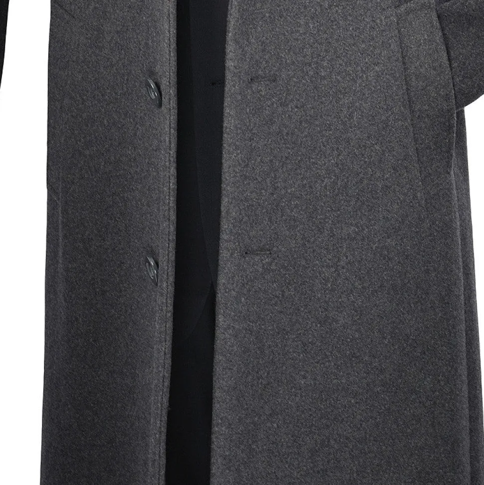 Milan Collection - Wool and Cashmere Regular Fit Dress Top Coat 48" Long in Charcoal