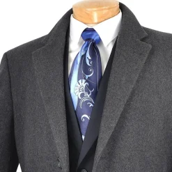 Milan Collection - Wool and Cashmere Regular Fit Dress Top Coat 48" Long in Charcoal