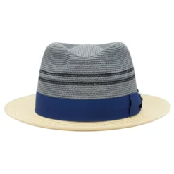 Mirage Collection - Denim Blue Semi Crushable Pinch Front Snap Brim Fedora Hat