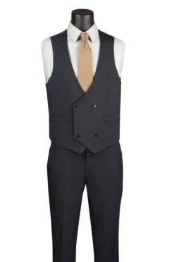 Modern Fit Charcoal Black 3 Piece Suit with Vest and Adjustable Waistband Pants