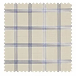 Modern Fit Windowpane Suit 3 Piece with U-Neck Vest in Light Beige