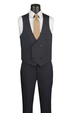 Modern Fit Charcoal Black 3 Piece Suit with Vest and Adjustable Waistband Pants