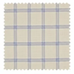 Modern Fit Windowpane Suit 3 Piece with U-Neck Vest in Light Beige
