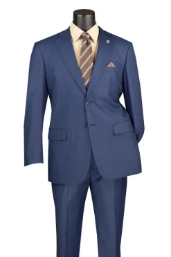 Monte Carlo Collection - Regular Fit 2 Piece 2 Button Textured Weave In Blue