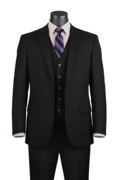 Morgan Collection - Regular Fit 3 Piece Suit 2 Button Black