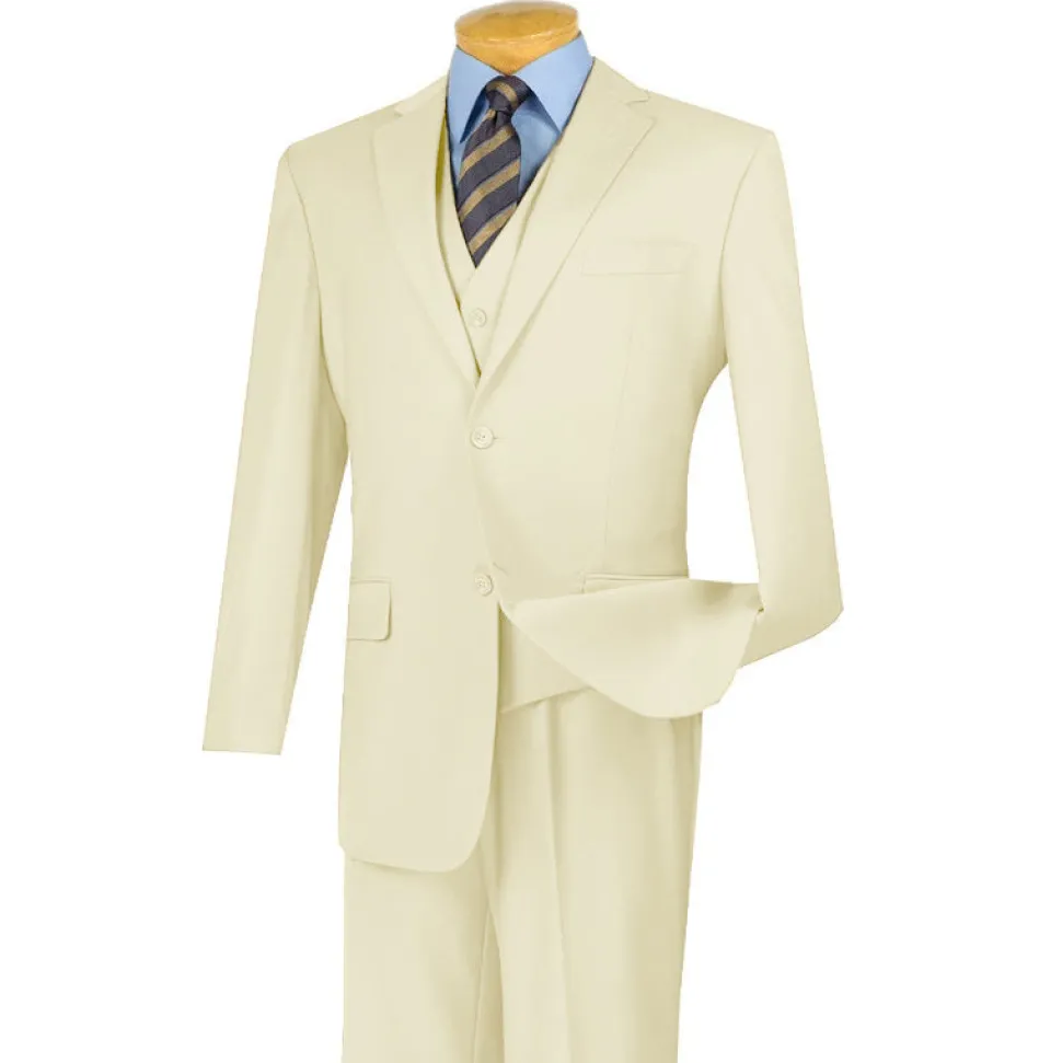Morgan Collection - Regular Fit 3 Piece Suit 2 Button Ivory