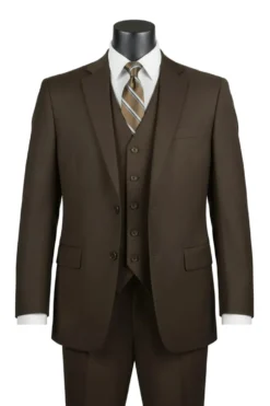 Morgan Collection - Regular Fit 3 Piece Suit 2 Button Brown