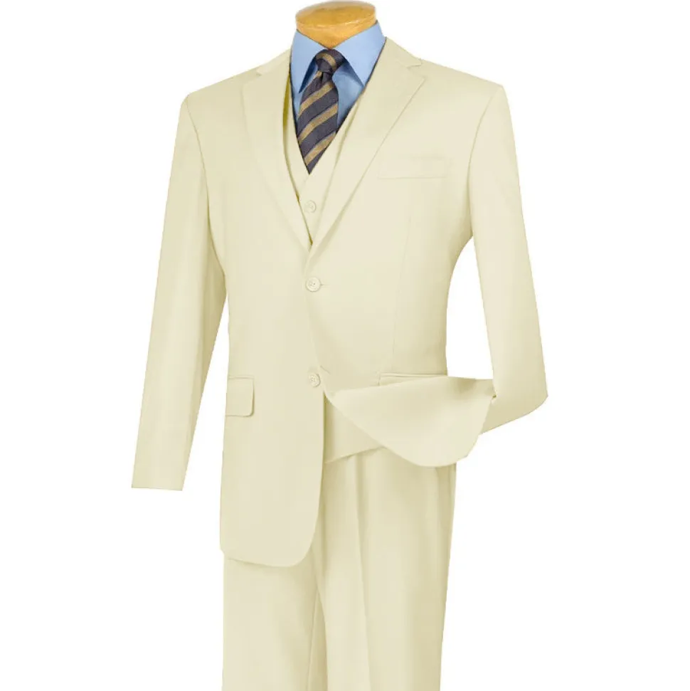 Morgan Collection - Regular Fit 3 Piece Suit 2 Button Ivory