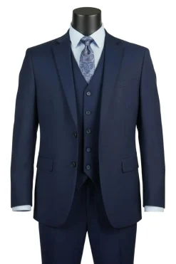 Morgan Collection - Regular Fit 3 Piece Suit 2 Button Navy