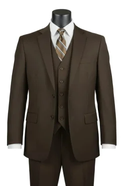 Morgan Collection - Regular Fit 3 Piece Suit 2 Button Brown