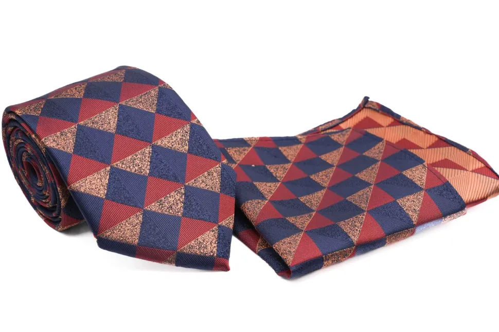 Multi Color Check Pattern Tie and Pocket Square Set