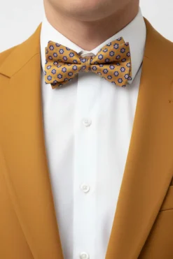 Mustard Floral Medallion Pattern Bow Tie