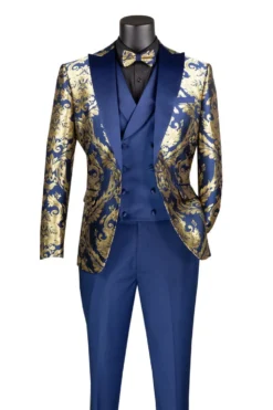 Navy Gold Modern Fit 3 Piece Suit