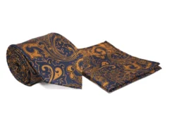 Navy Paisley Men's Tie and Pocket Square Set
