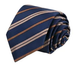 Navy Tie with Diagonal Brown Stripe