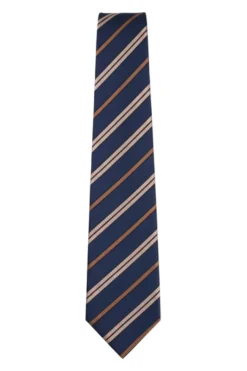 Navy Tie with Diagonal Brown Stripe