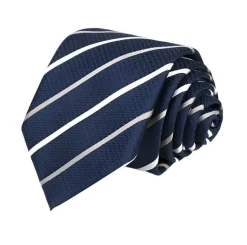 Navy Diagonal Striped Textured Tie