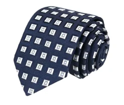 Navy Geometric Print Tie
