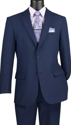 Navy Regular Fit Men's 2 Piece Business Suit 2 Button
